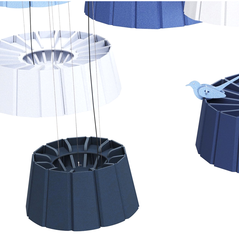 Modern kialakítású akusztikus panelek hangelnyelő és környezetbarát poliészter rostlemez csíkforma edzőtermi használatra